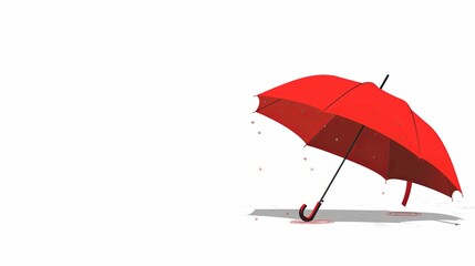 A classic elegant opened red umbrella is illustrated in vector format, isolated on a white background, embodying sophistication and protection