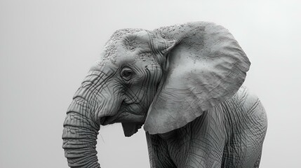 AI generated illustration of an incredible elephant standing in foggy ambiance