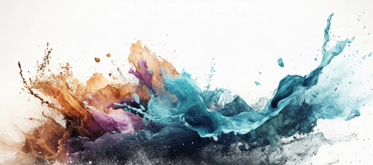 colorful watercolor ink splashes, paint 214 - obrazy, fototapety, plakaty