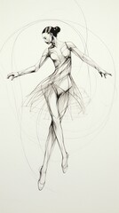 AI generated illustration of a drawing of a female ballet dancer in mid-action