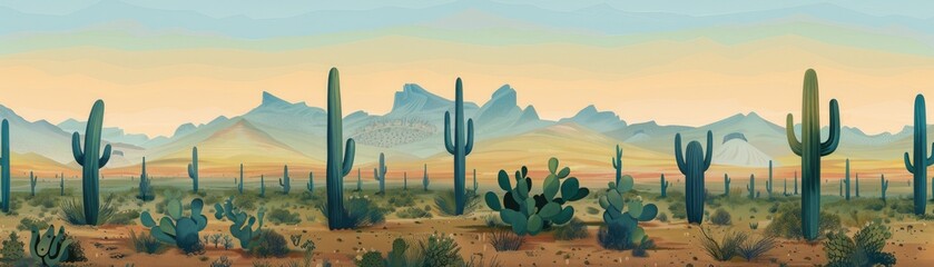 A desert-inspired gradient from sandy beige to cactus green - obrazy, fototapety, plakaty