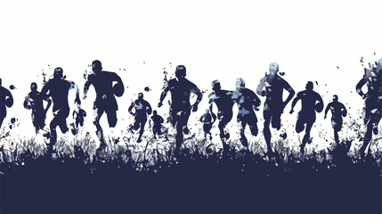 Football fans silhouettes on a rugby field Flat vector - Powered by Adobe