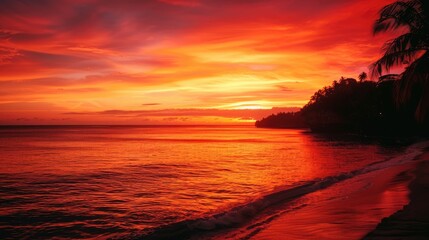 A tropical sunset gradient from fiery red to mango orange