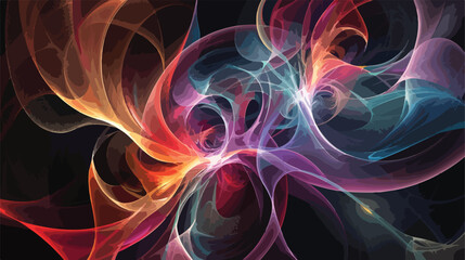 Fractal abstraction on black background Flat vector isolated
