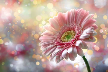 Foto op Canvas Gerbera flower on bokeh background close up with space for text © Валентина Хруслова