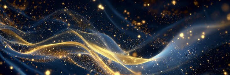 A shimmering golden curve Astral Background with Starburst Graphic Design