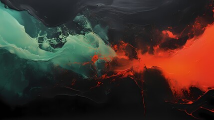 A canvas of obsidian and jade, punctuated by bursts of fiery vermillion.