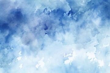 Indigo watercolor light background natural paper texture abstract watercolur Indigo pattern splashes aquarelle painting white copy space for banner design, greeting card
