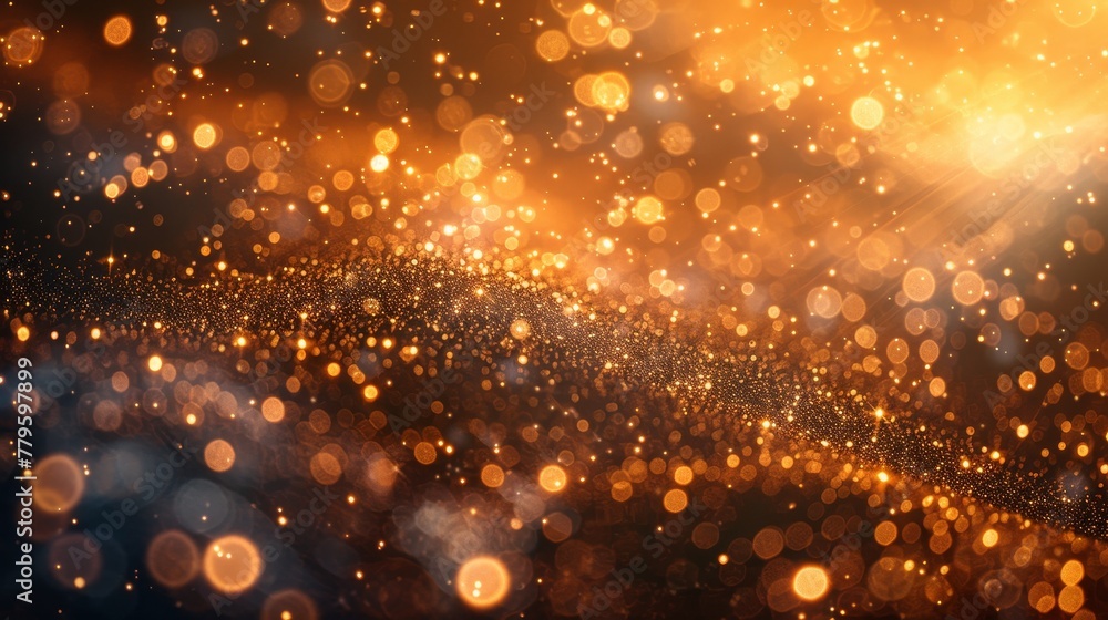 Aufkleber new year's fireworks and bokeh in abstract background. gold and silver fireworks on background.