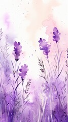 Fototapeta na wymiar Lavender watercolor light background natural paper texture abstract watercolur Lavender pattern splashes aquarelle painting white copy space for banner design, greeting card