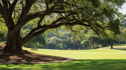 Obraz premium photograph of big tree in the park Shady atmosphere fresh air 