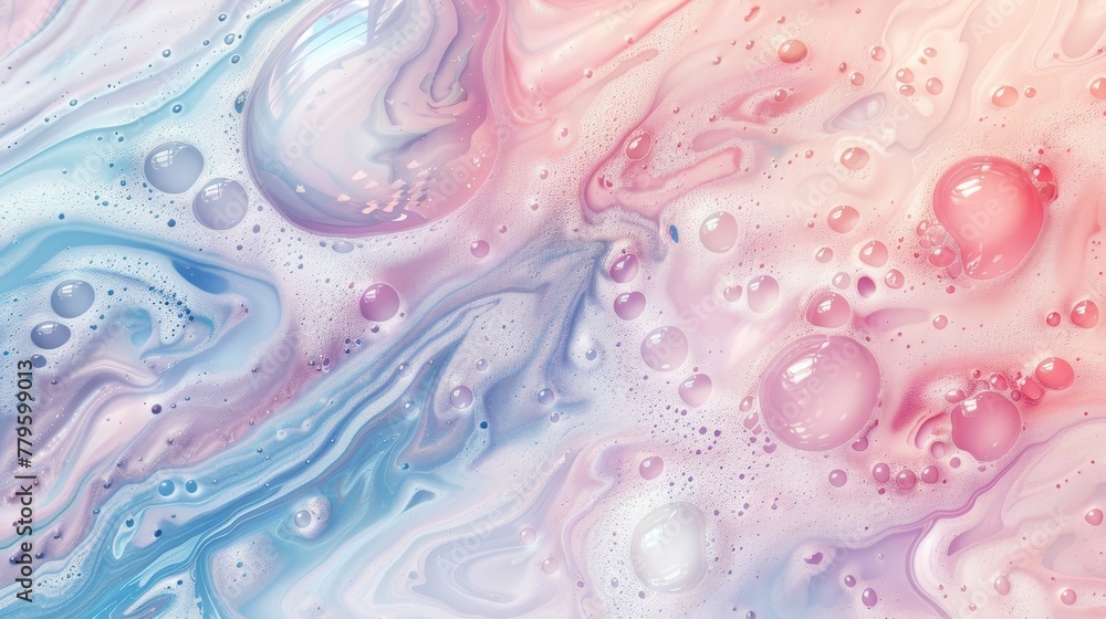 Aufkleber the background is a foam bubble with an abstract pastel marble.