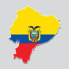 Illustration of the flag of Ecuador on a Ecuador map