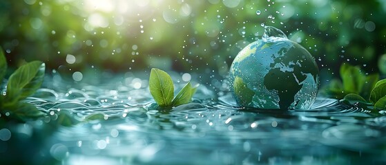 Concepts of water conservation environmental protection and global ecology for Earth. Concept Water Conservation, Environmental Protection, Global Ecology