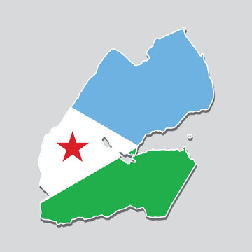 Illustration of the flag of Djibouti on a Djibouti map