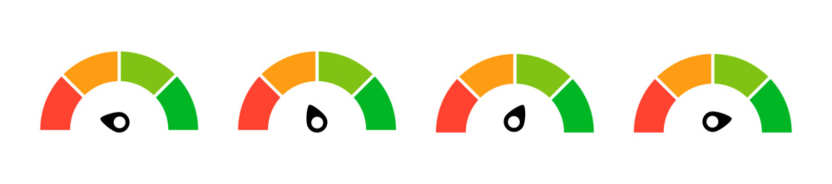 Speedometer vector icon. Scale speed in flat style. Vector speedometer illustration. Speed indicator, Risk level guage