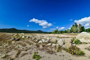 Sunny landscape near a lake in Spain