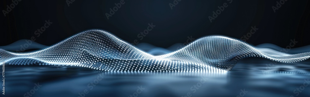 Aufkleber a wave of glowing light contrasted against a dark background creates a striking visual effect in thi