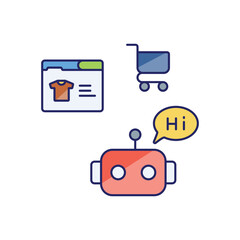 E-commerce Ai Assistant vector icon, ai assistant vector concept icon