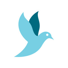 logo design of a flying dove flapping its wings