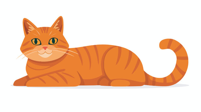 Ginger cat cartoon Flat vector isolated on white background