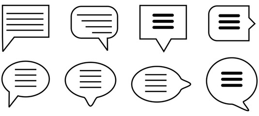 Chat bubble icons thin vector icon set. Communication icons. Talk bubble, dialog. Web icon set. Online communication. Conversation, Web chat sign