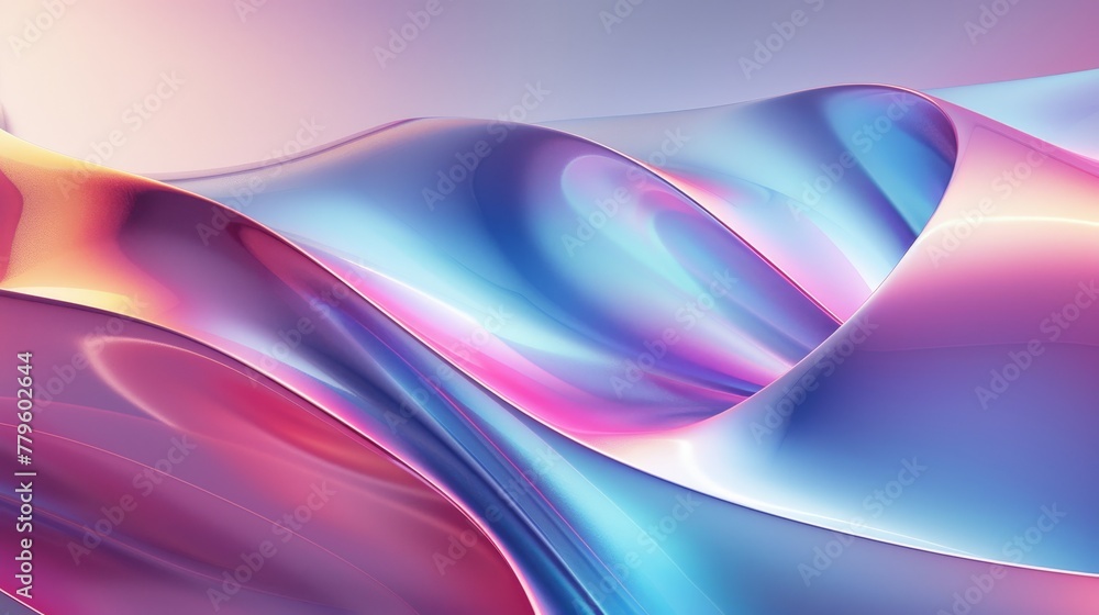 Poster holographic background with abstract 3d art curve shape...