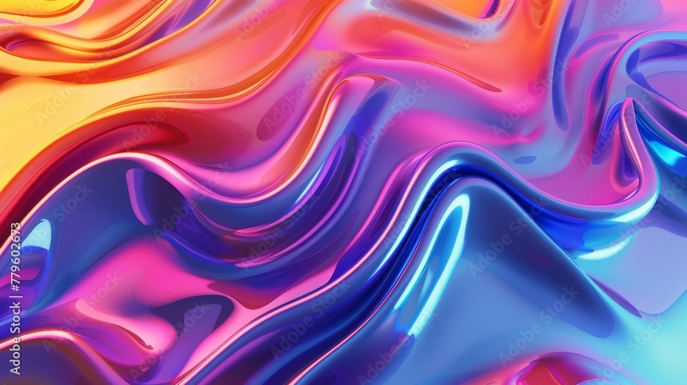 Leinwandbilder holographic color abstract 3d art background. curve shape.