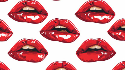 Glamorous seamless pattern with red female mouths. flat