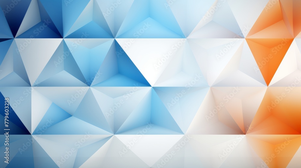 Poster blue orange geometric tech texture with 3d triangular shapes wall background illustration