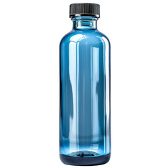 Naklejka premium An empty, translucent blue plastic water bottle, showcasing eco-friendly packaging. 