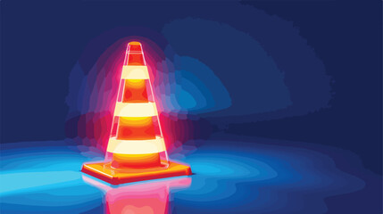 Fototapeta na wymiar Glowing neon line Traffic cone icon isolated on blue