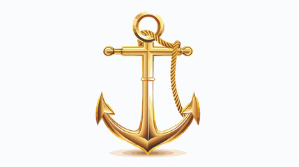 Gold anchor. Vector Flat vector isolated on white background