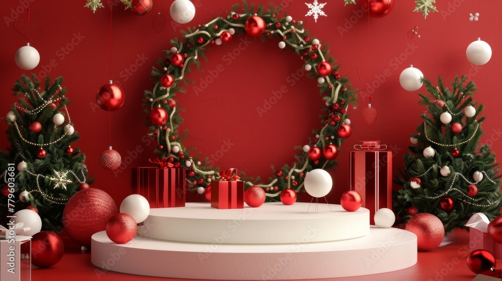 Aufkleber Backdrop for Christmas product display. 3D rendering.