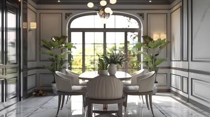 Transparent Elegance: 3D Rendered Dining Room Interior Inspiration