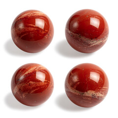 Red Jasper - a form of Chalcedony. Stone Sphere, Healing Metaphysical Crystal Photo. Isolated...