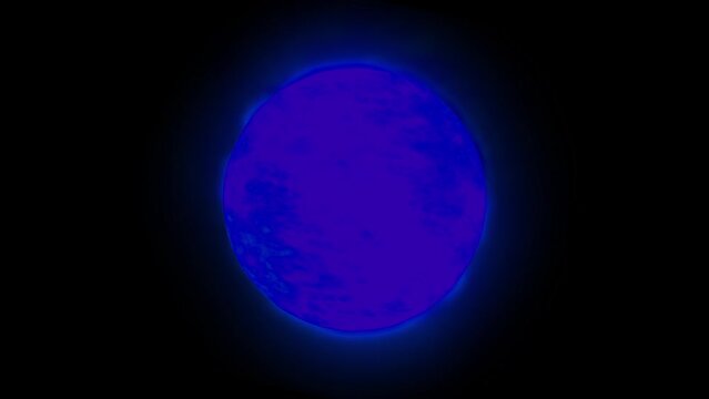 Blue sun or star. CGI and 3d animation. Procedural Rendering.