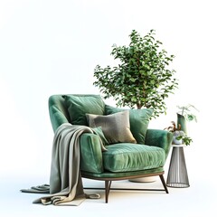 Design Title: Enlivening Spaces: Green Armchair and Accessories D�cor