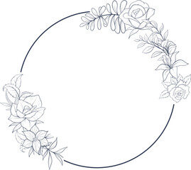 frame with flowers and leaves