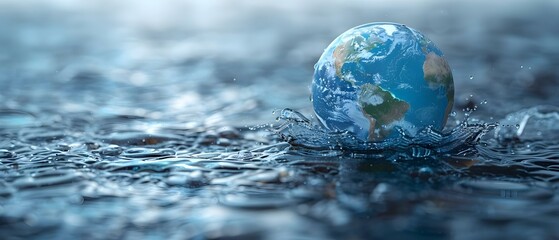 "Symbolic Globe Made of Water for World Water Day Celebration". Concept World Water Day, Water Conservation, Environmental Awareness, Sustainable Living, Global Clean Water