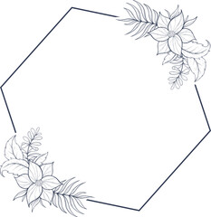 frame with flowers and leaves