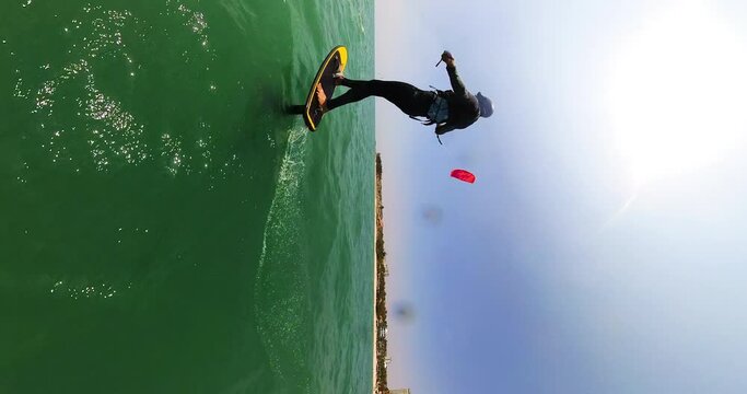 POV Kite Foiling (Kite Surfing) In Mui Ne, Vietnam.