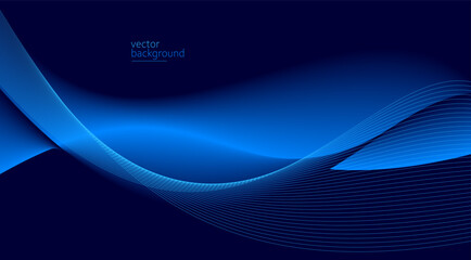Flowing dark blue curve shape with soft gradient vector abstract background, relaxing and tranquil art, can illustrate health medical or sound of music.
