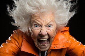 怒る高齢者女性の顔,Generative AI AI画像