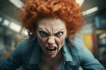 激怒する女性の顔,Generative AI AI画像
