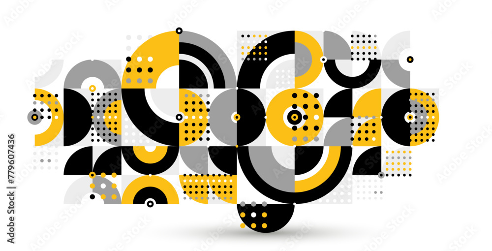 Poster bauhaus trendy abstract geometric vector background, tiling mosaic pattern memphis style abstraction