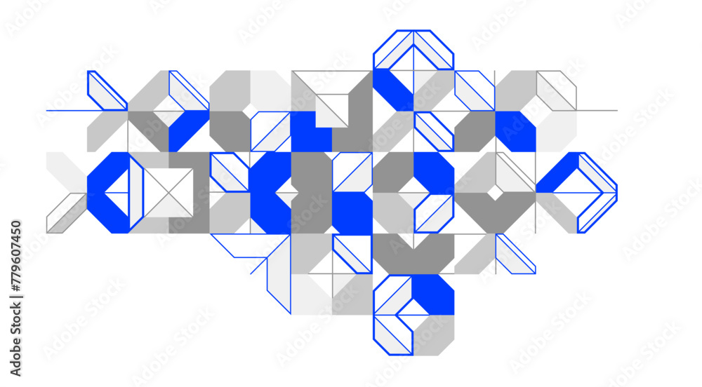 Aufkleber abstract vector bauhaus geometric background, tech engineering look like shapes and lines compositio