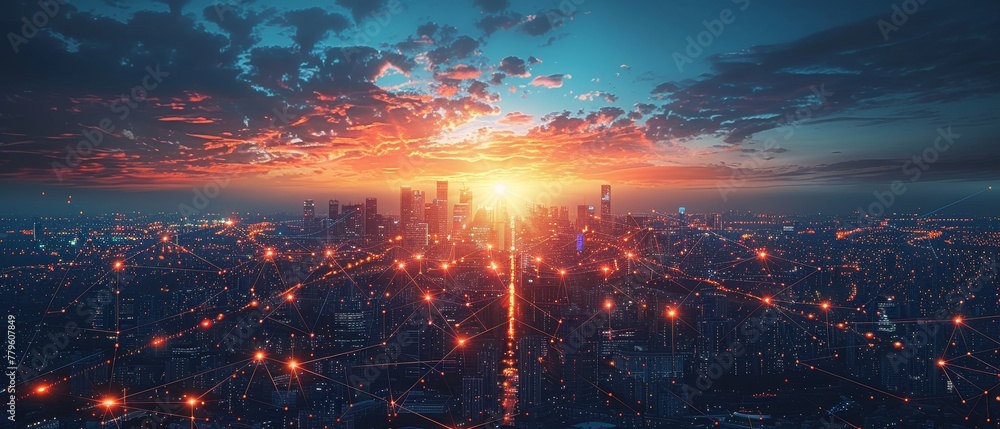 Aufkleber an innovative concept for smart cities and communication networks. 5g. iot (internet of things). tel