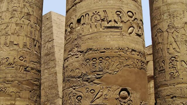 Egyptian Hieroglyphs in Luxor Temple, Luxor City, Egypt