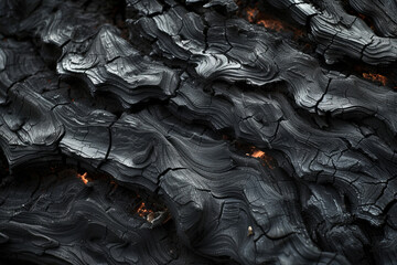 Burnt wood or coal texture with space for text or product, top view 